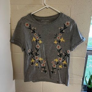 Grey floral philosophy top